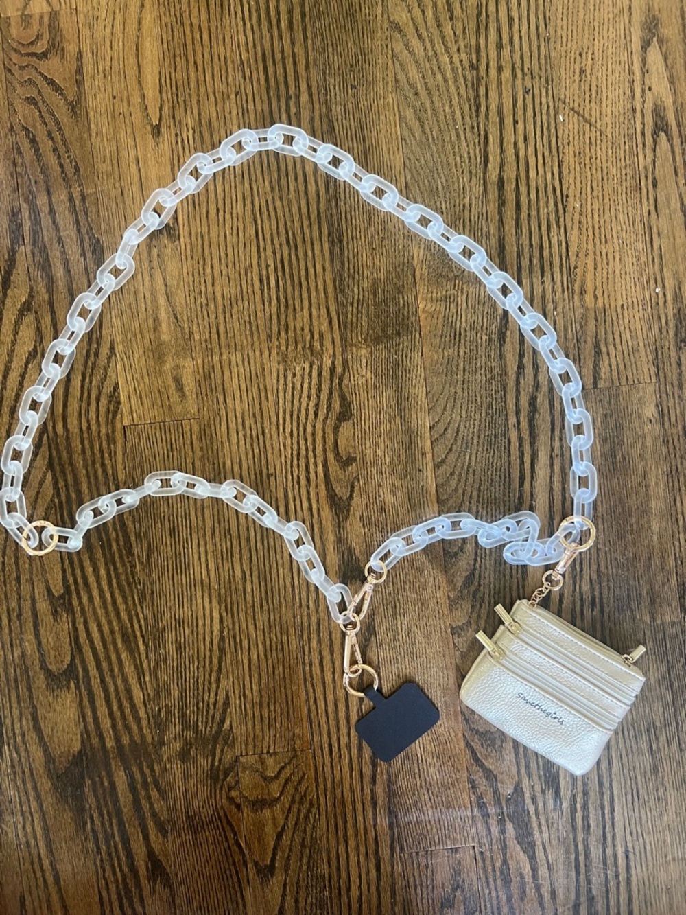 Save the Girls Gold Mini Wallet Crossbody with Chain Strap and Phone Holder